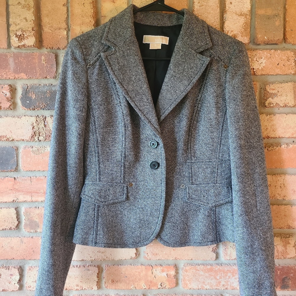 Michael Kors Gray Wool Blazer Jacket Coat